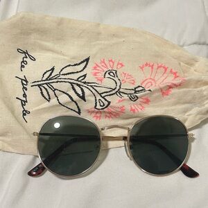 Free People Gold Frame Sunglasses with Black Lenses